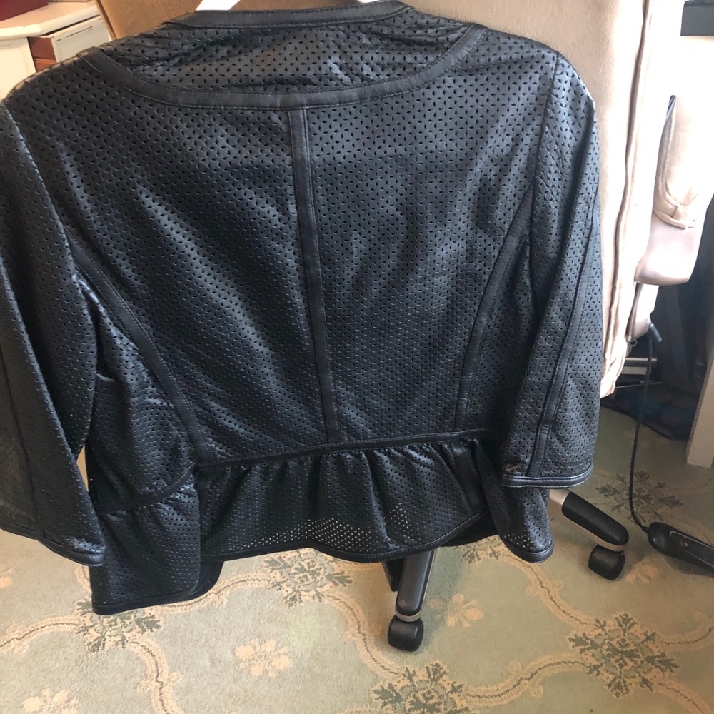 Etcetera Perforated Leather Jacket - image 3